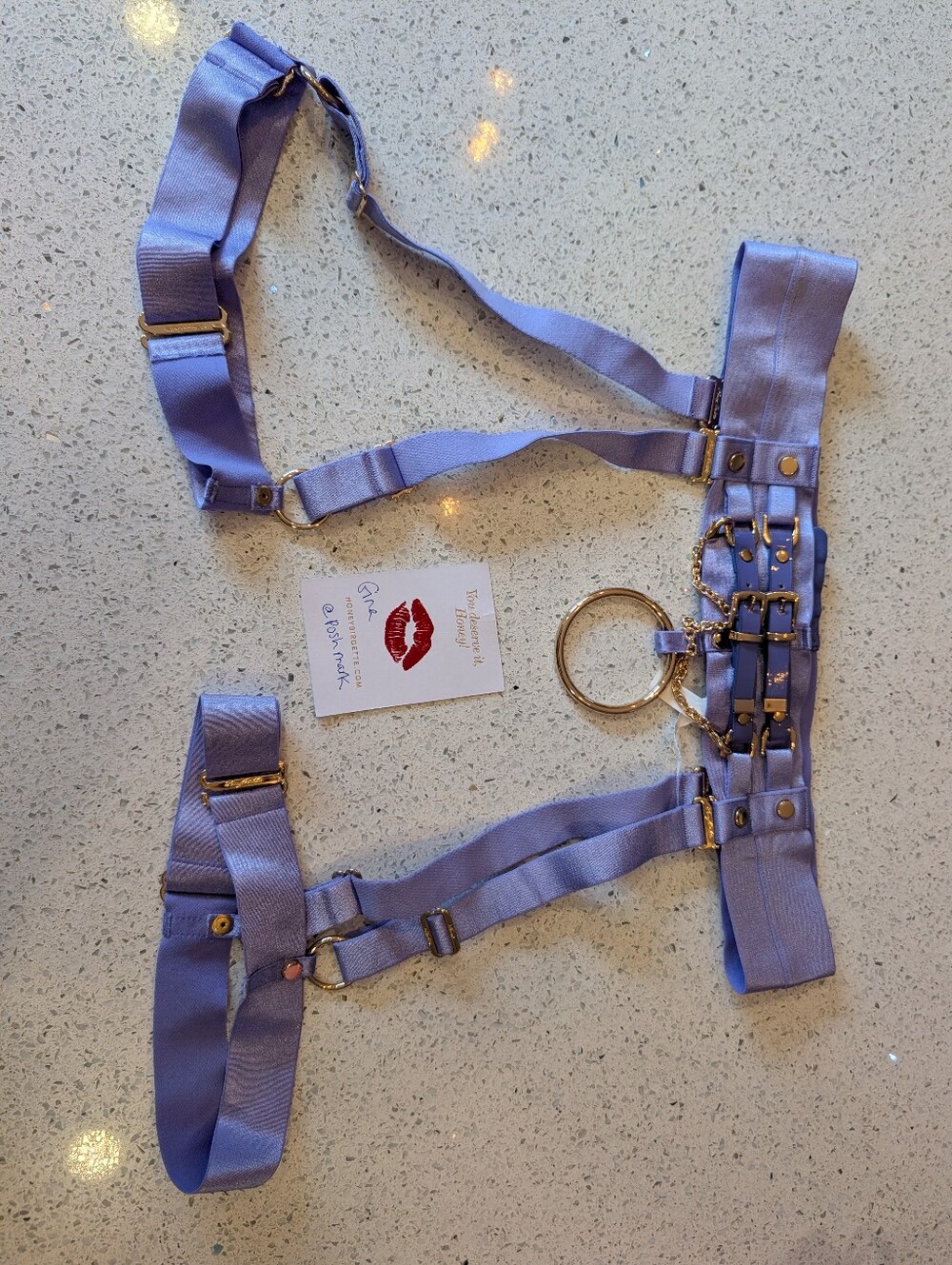 Honey Birdette Sample Jasmin Lilac suspenders S